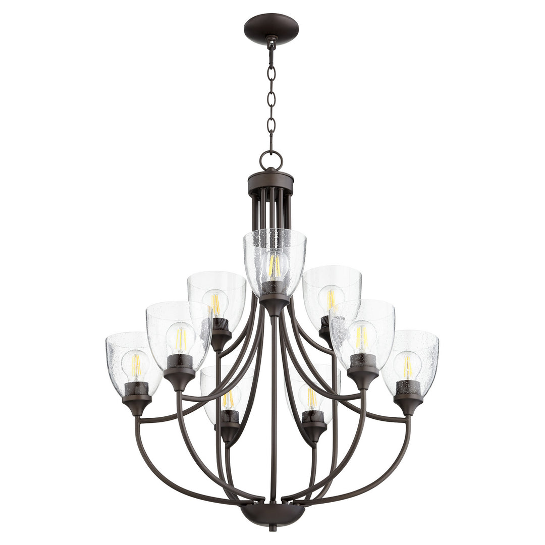 Quorum Enclave 6059-9-286 Chandelier Light - Oiled Bronze W/ Clear/Seeded
