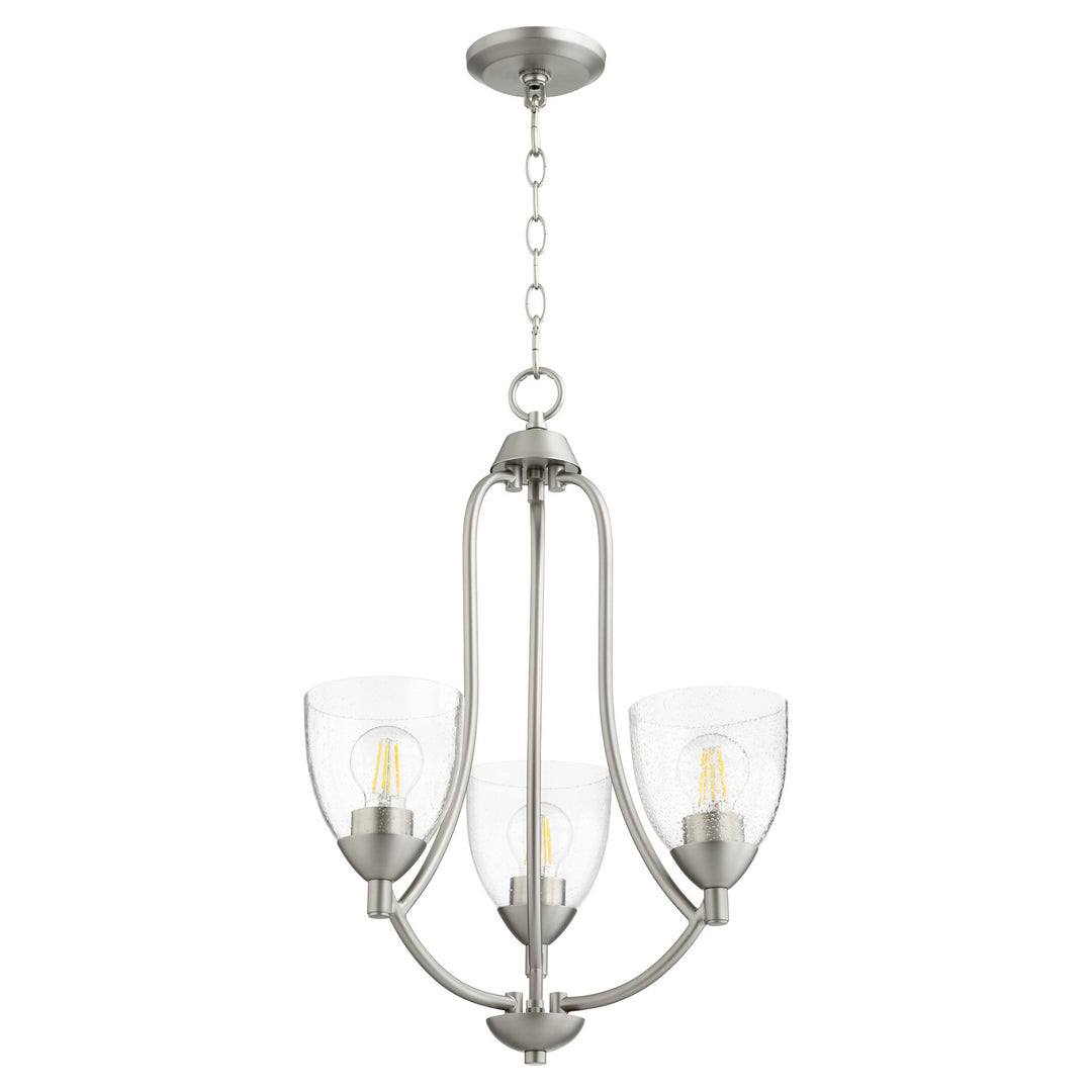 Quorum Barkley 6069-3-265 Chandelier Light - Satin Nickel W/ Clear/Seeded