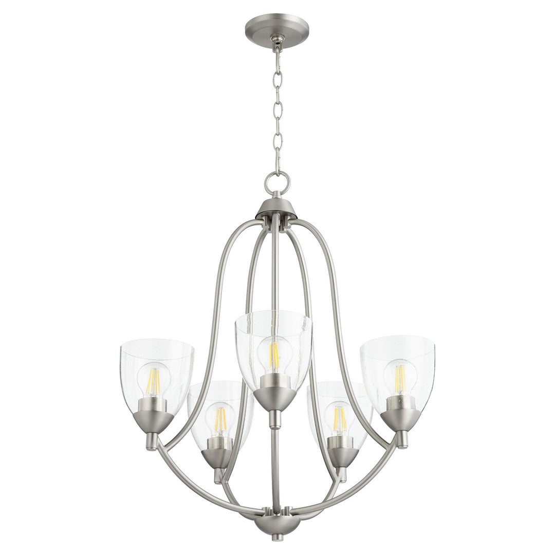 Quorum Barkley 6069-5-265 Chandelier Light - Satin Nickel W/ Clear/Seeded