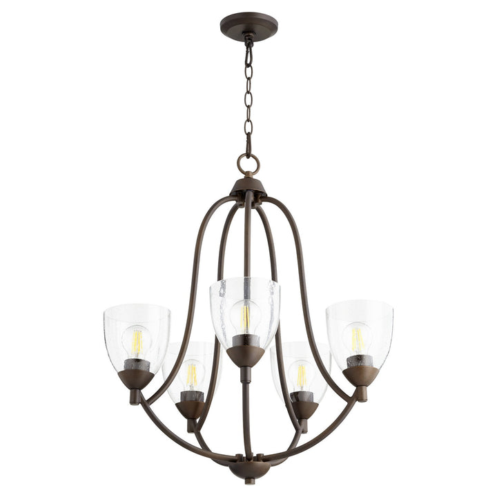 Quorum Barkley 6069-5-286 Chandelier Light - Oiled Bronze W/ Clear/Seeded