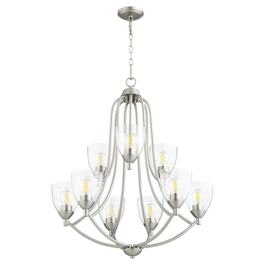 Quorum Barkley 6069-9-265 Chandelier Light - Satin Nickel W/ Clear/Seeded
