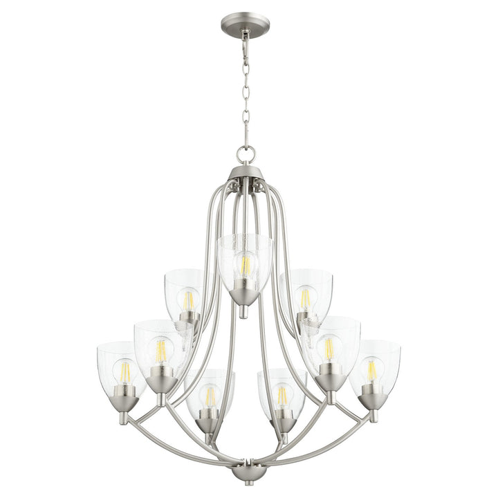 Quorum Barkley 6069-9-265 Chandelier Light - Satin Nickel W/ Clear/Seeded