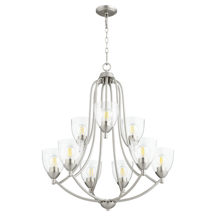 Quorum Barkley 6069-9-265 Chandelier Light - Satin Nickel W/ Clear/Seeded