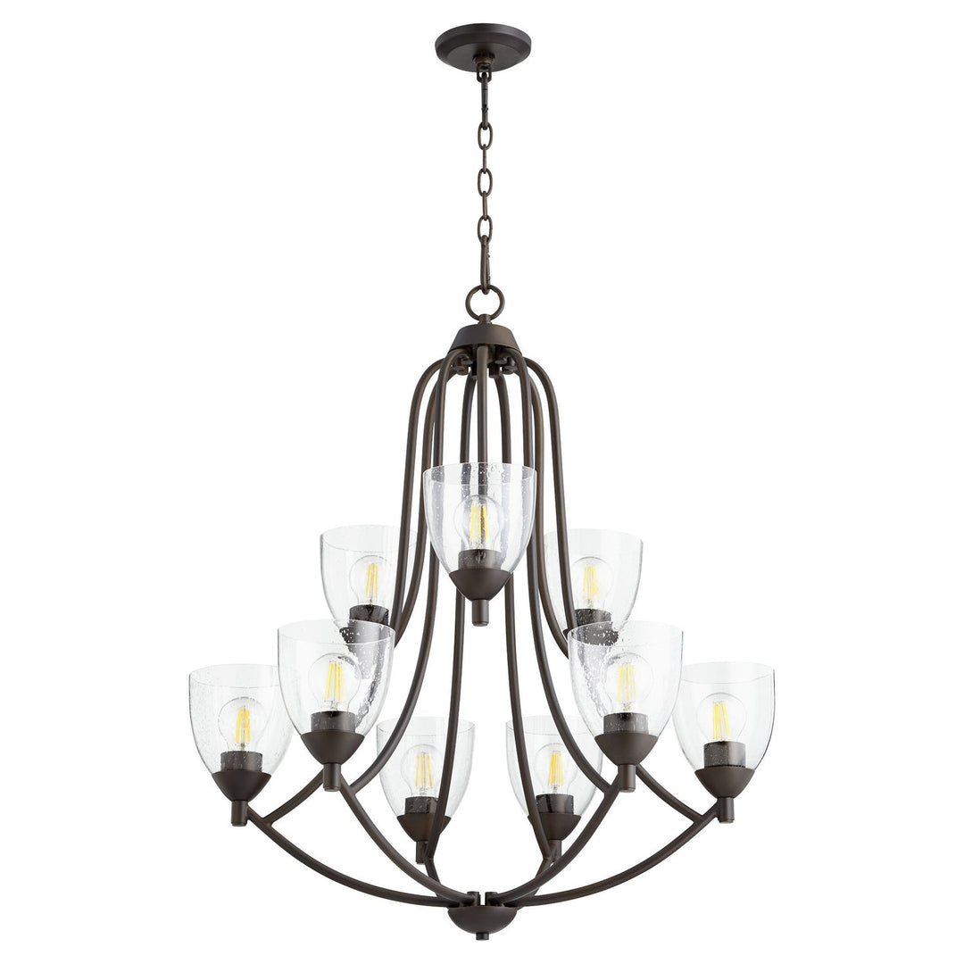 Quorum Barkley 6069-9-286 Chandelier Light - Oiled Bronze W/ Clear/Seeded