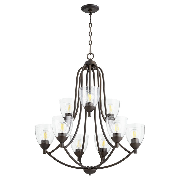 Quorum Barkley 6069-9-286 Chandelier Light - Oiled Bronze W/ Clear/Seeded