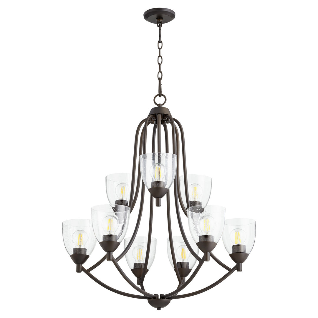 Quorum Barkley 6069-9-286 Chandelier Light - Oiled Bronze W/ Clear/Seeded