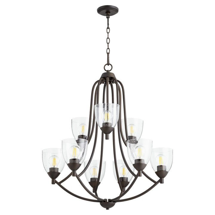 Quorum Barkley 6069-9-286 Chandelier Light - Oiled Bronze W/ Clear/Seeded