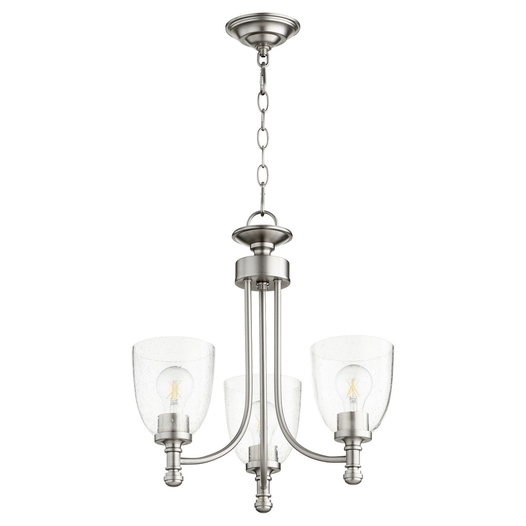 Quorum Rossington 6122-3-265 Chandelier Light - Satin Nickel W/ Clear/Seeded