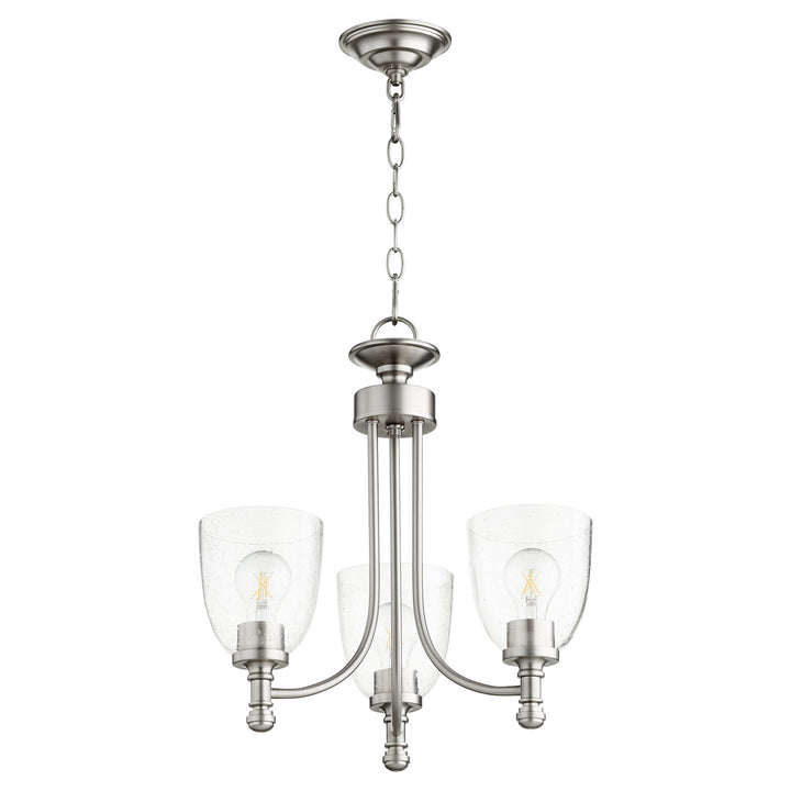 Quorum Rossington 6122-3-265 Chandelier Light - Satin Nickel W/ Clear/Seeded