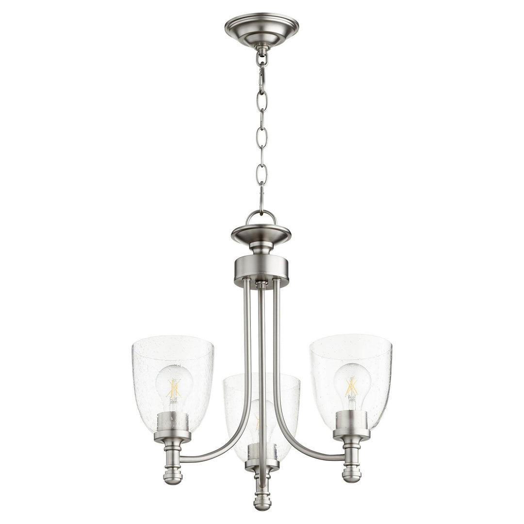 Quorum Rossington 6122-3-265 Chandelier Light - Satin Nickel W/ Clear/Seeded