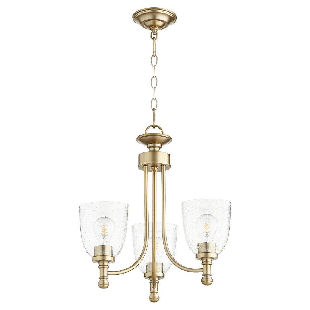 Quorum Rossington 6122-3-280 Chandelier Light - Aged Brass W/ Clear/Seeded
