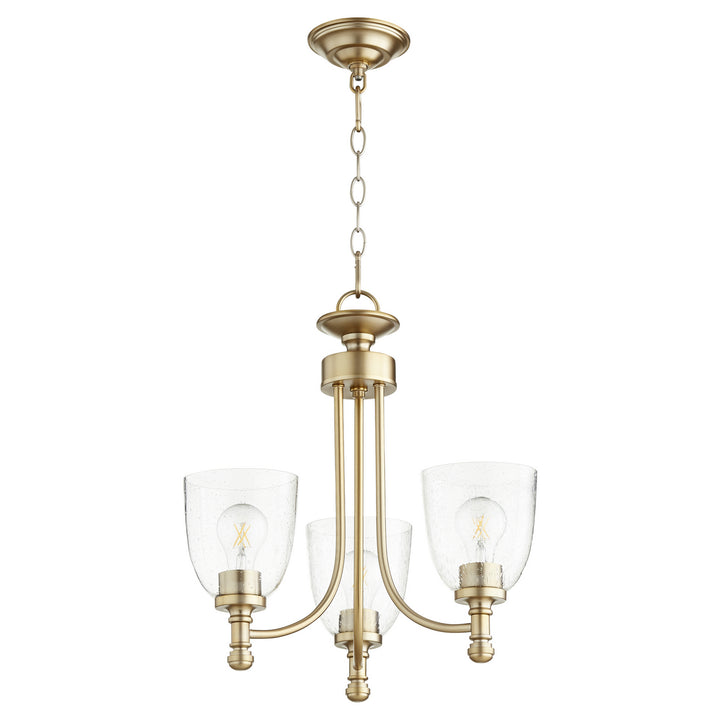Quorum Rossington 6122-3-280 Chandelier Light - Aged Brass W/ Clear/Seeded