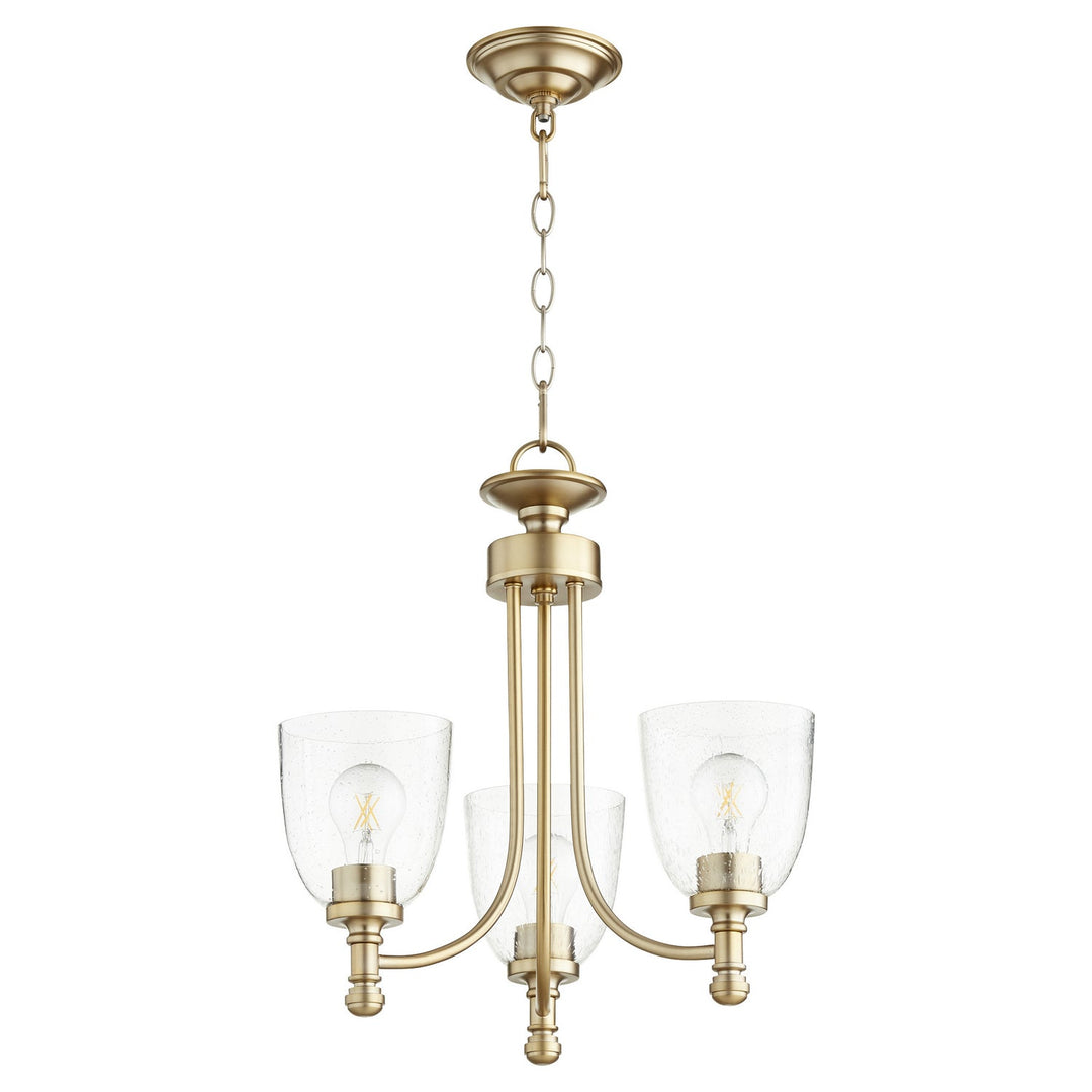 Quorum Rossington 6122-3-280 Chandelier Light - Aged Brass W/ Clear/Seeded