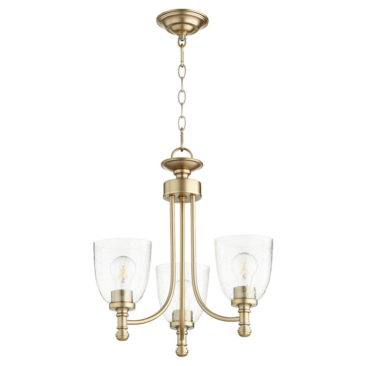 Quorum Rossington 6122-3-280 Chandelier Light - Aged Brass W/ Clear/Seeded