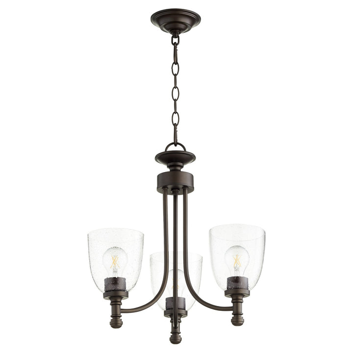 Quorum Rossington 6122-3-286 Chandelier Light - Oiled Bronze W/ Clear/Seeded