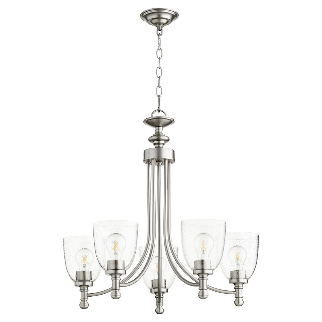 Quorum Rossington 6122-5-265 Chandelier Light - Satin Nickel W/ Clear/Seeded