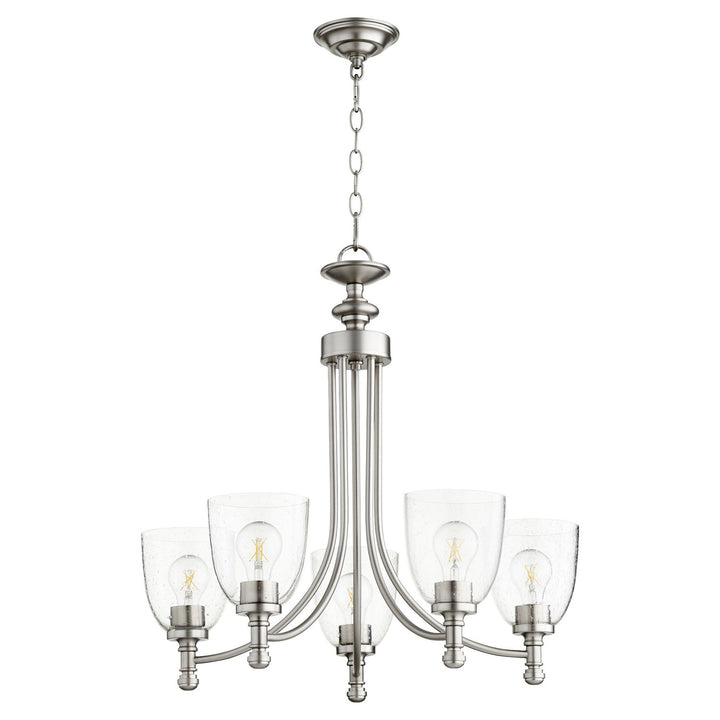 Quorum Rossington 6122-5-265 Chandelier Light - Satin Nickel W/ Clear/Seeded