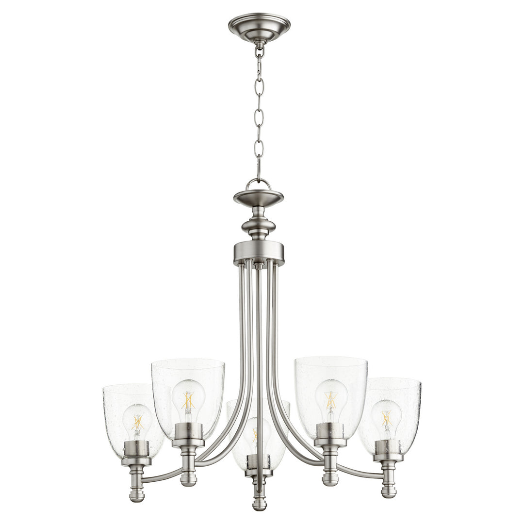 Quorum Rossington 6122-5-265 Chandelier Light - Satin Nickel W/ Clear/Seeded
