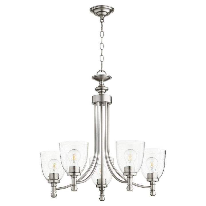 Quorum Rossington 6122-5-265 Chandelier Light - Satin Nickel W/ Clear/Seeded