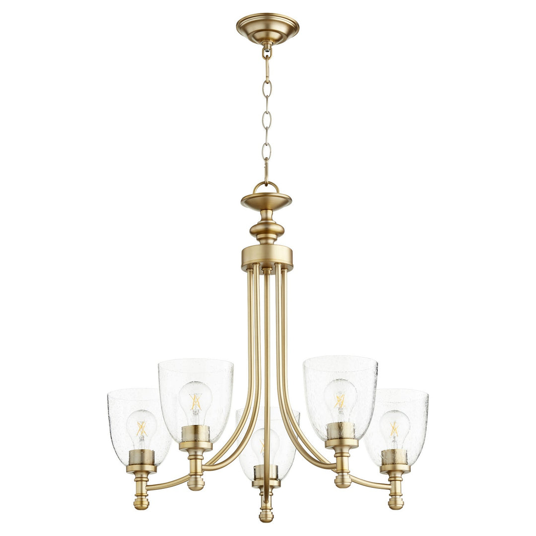 Quorum Rossington 6122-5-280 Chandelier Light - Aged Brass W/ Clear/Seeded