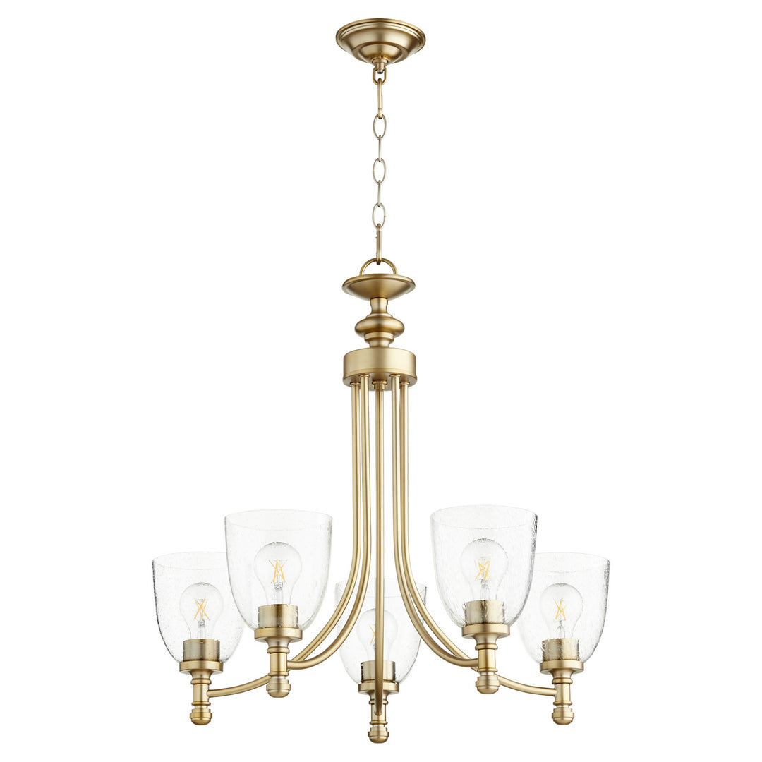 Quorum Rossington 6122-5-280 Chandelier Light - Aged Brass W/ Clear/Seeded