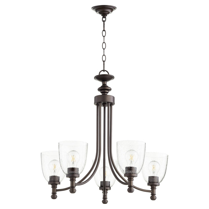 Quorum Rossington 6122-5-286 Chandelier Light - Oiled Bronze W/ Clear/Seeded