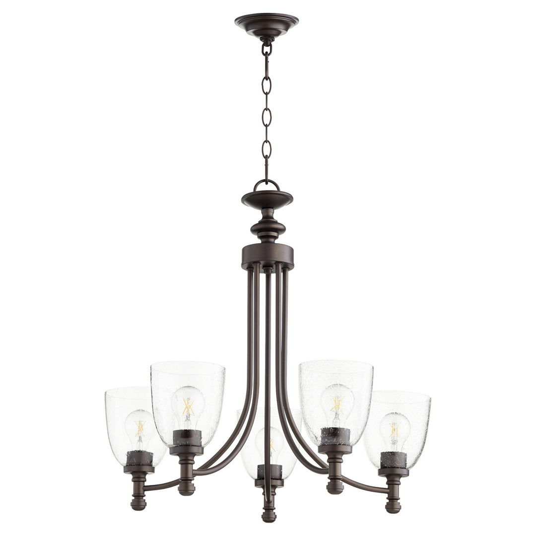 Quorum Rossington 6122-5-286 Chandelier Light - Oiled Bronze W/ Clear/Seeded