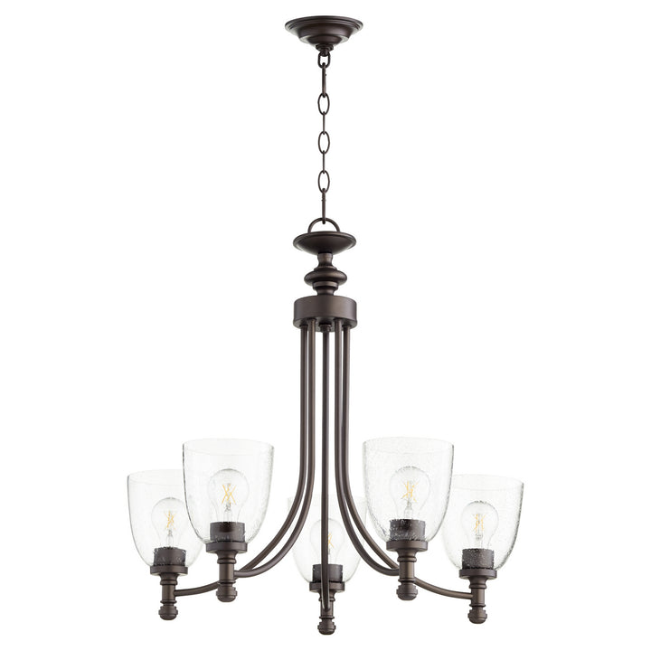 Quorum Rossington 6122-5-286 Chandelier Light - Oiled Bronze W/ Clear/Seeded