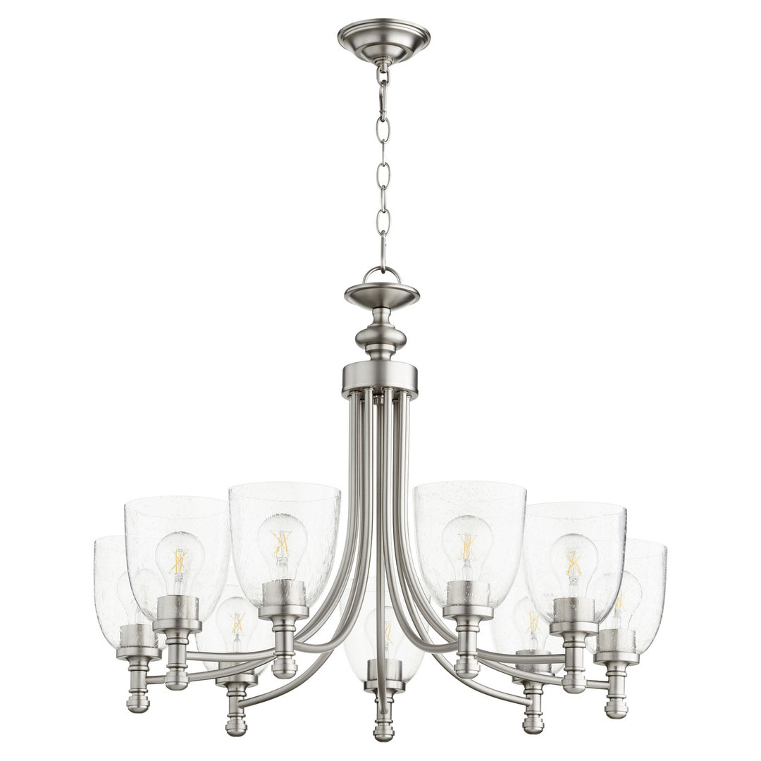 Quorum Rossington 6122-9-265 Chandelier Light - Satin Nickel W/ Clear/Seeded