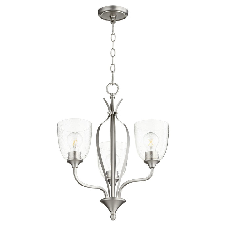 Quorum Jardin 6127-3-265 Chandelier Light - Satin Nickel W/ Clear/Seeded