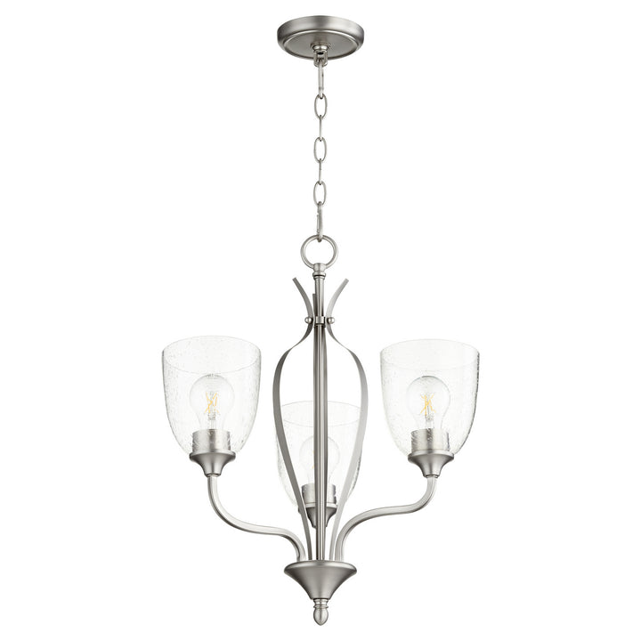 Quorum Jardin 6127-3-265 Chandelier Light - Satin Nickel W/ Clear/Seeded