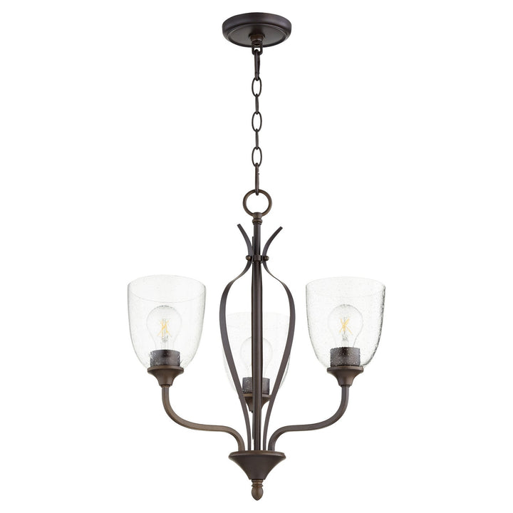 Quorum Jardin 6127-3-286 Chandelier Light - Oiled Bronze W/ Clear/Seeded
