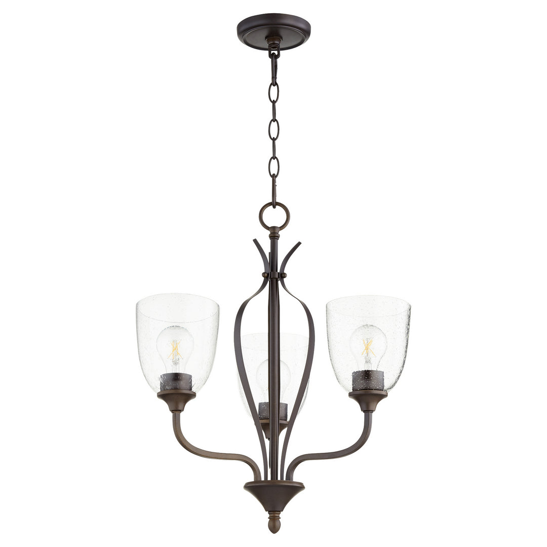 Quorum Jardin 6127-3-286 Chandelier Light - Oiled Bronze W/ Clear/Seeded
