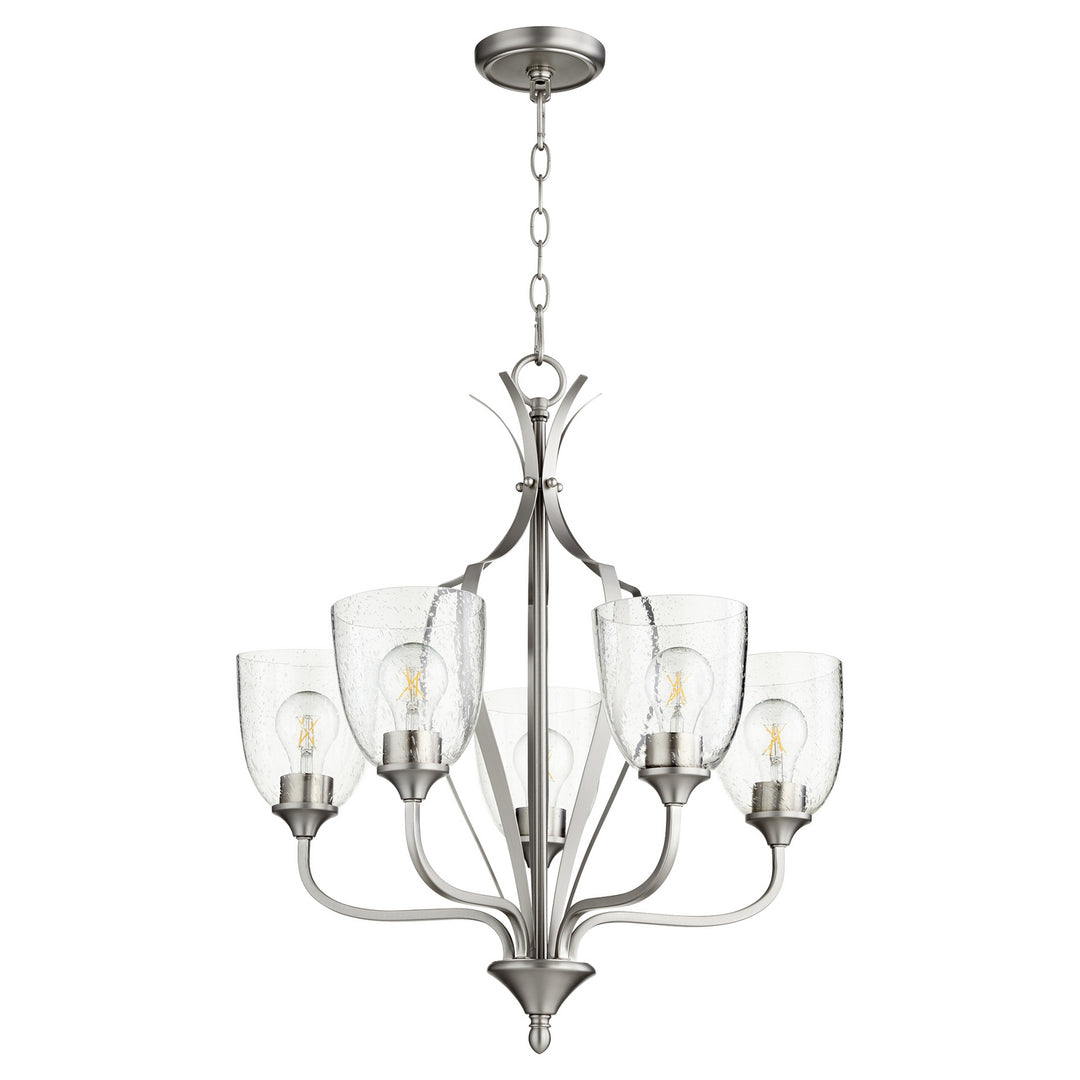 Quorum Jardin 6127-5-265 Chandelier Light - Satin Nickel W/ Clear/Seeded