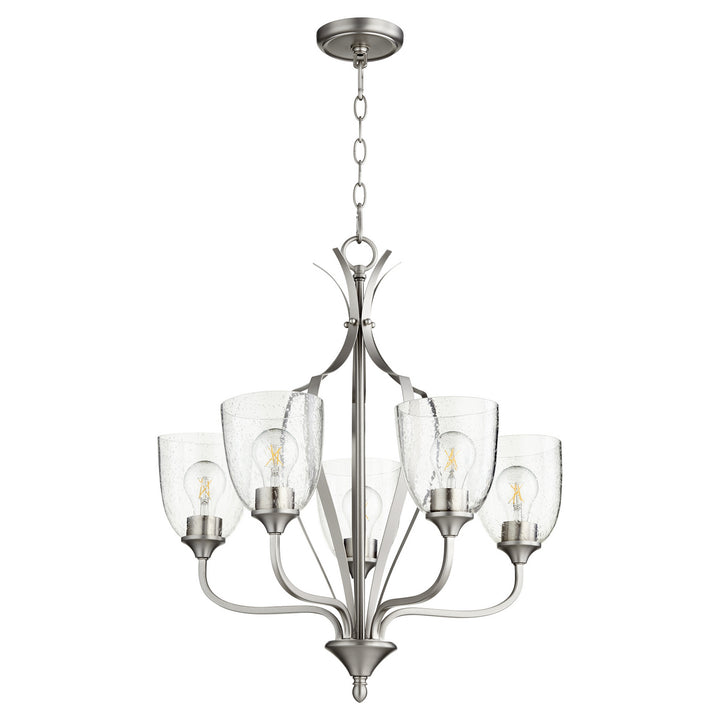 Quorum Jardin 6127-5-265 Chandelier Light - Satin Nickel W/ Clear/Seeded