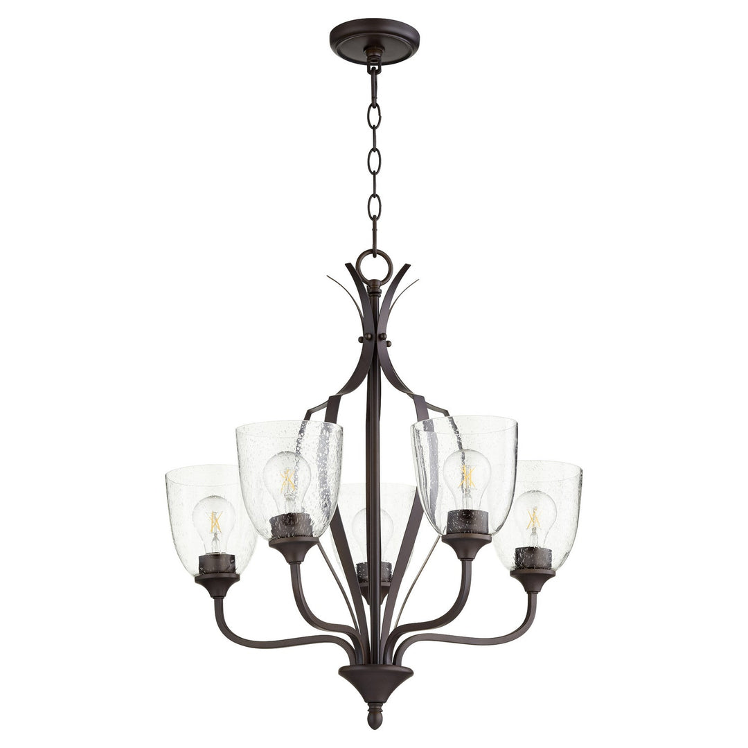 Quorum Jardin 6127-5-286 Chandelier Light - Oiled Bronze W/ Clear/Seeded