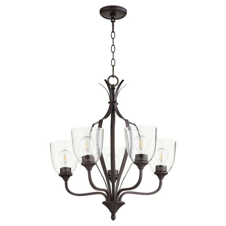 Quorum Jardin 6127-5-286 Chandelier Light - Oiled Bronze W/ Clear/Seeded