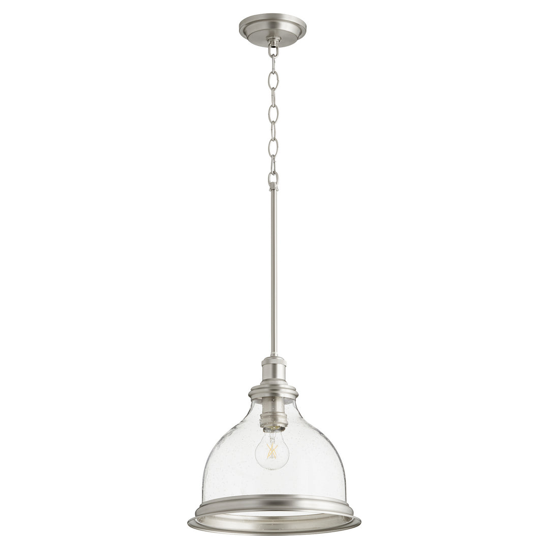 Quorum Ring Series 6193-12-65 Pendant Light - Satin Nickel W/ Clear/Seeded