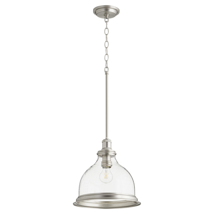 Quorum Ring Series 6193-12-65 Pendant Light - Satin Nickel W/ Clear/Seeded