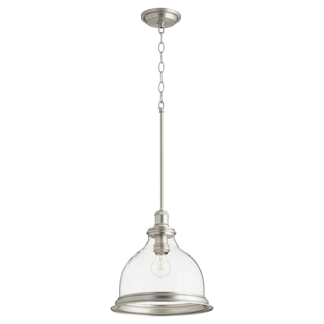 Quorum Ring Series 6193-12-65 Pendant Light - Satin Nickel W/ Clear/Seeded