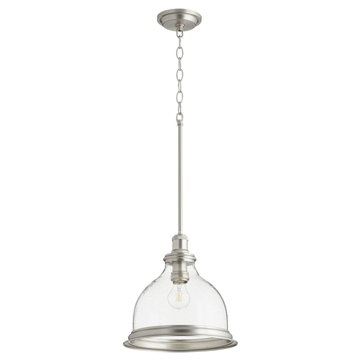 Quorum Ring Series 6193-12-65 Pendant Light - Satin Nickel W/ Clear/Seeded