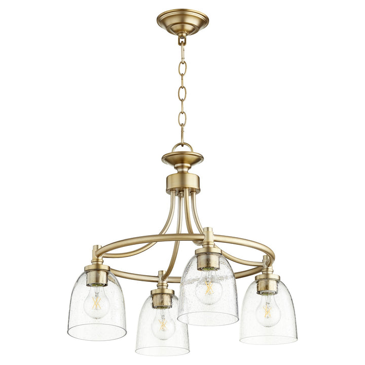 Quorum Rossington 6422-4-280 Chandelier Light - Aged Brass W/ Clear/Seeded