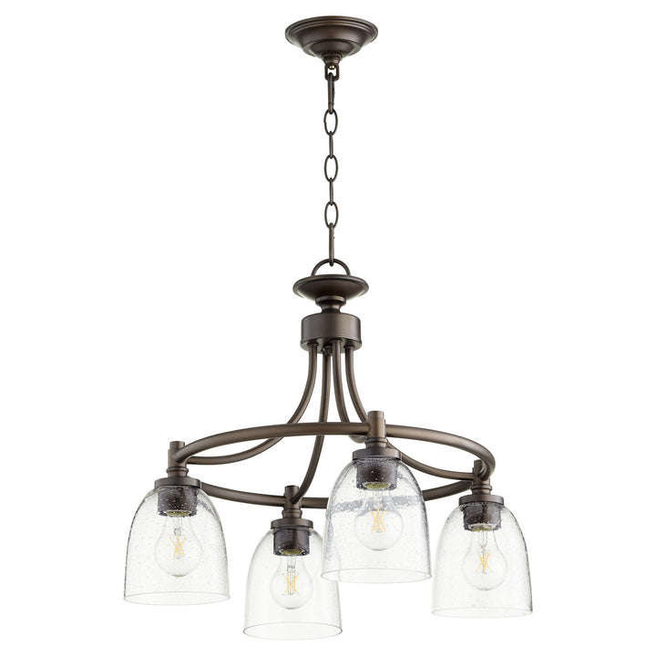 Quorum Rossington 6422-4-286 Chandelier Light - Oiled Bronze W/ Clear/Seeded