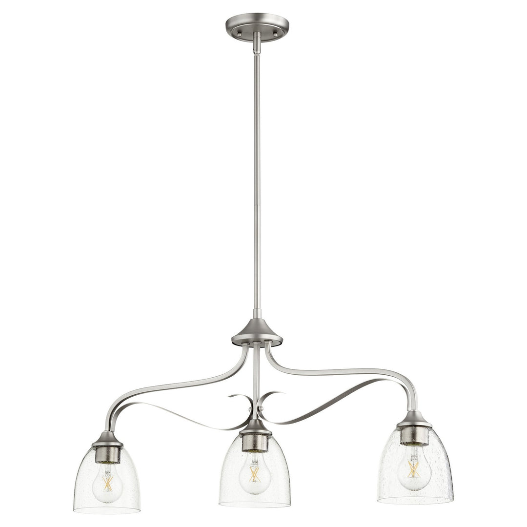 Quorum Jardin 6627-3-265 Pendant Light - Satin Nickel W/ Clear/Seeded