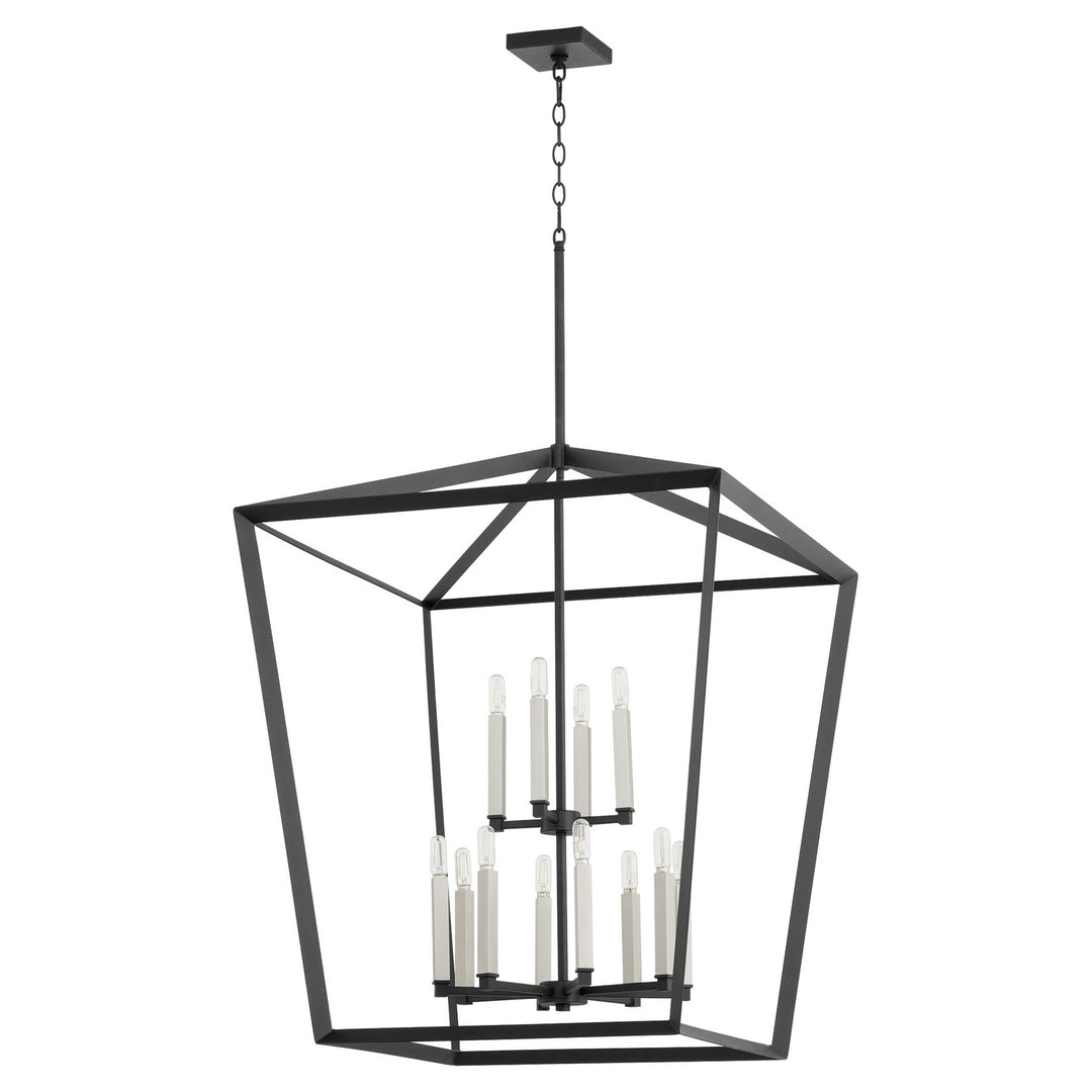 Quorum Manor 6809-12-69 Pendant Light - Textured Black,  White/White/
