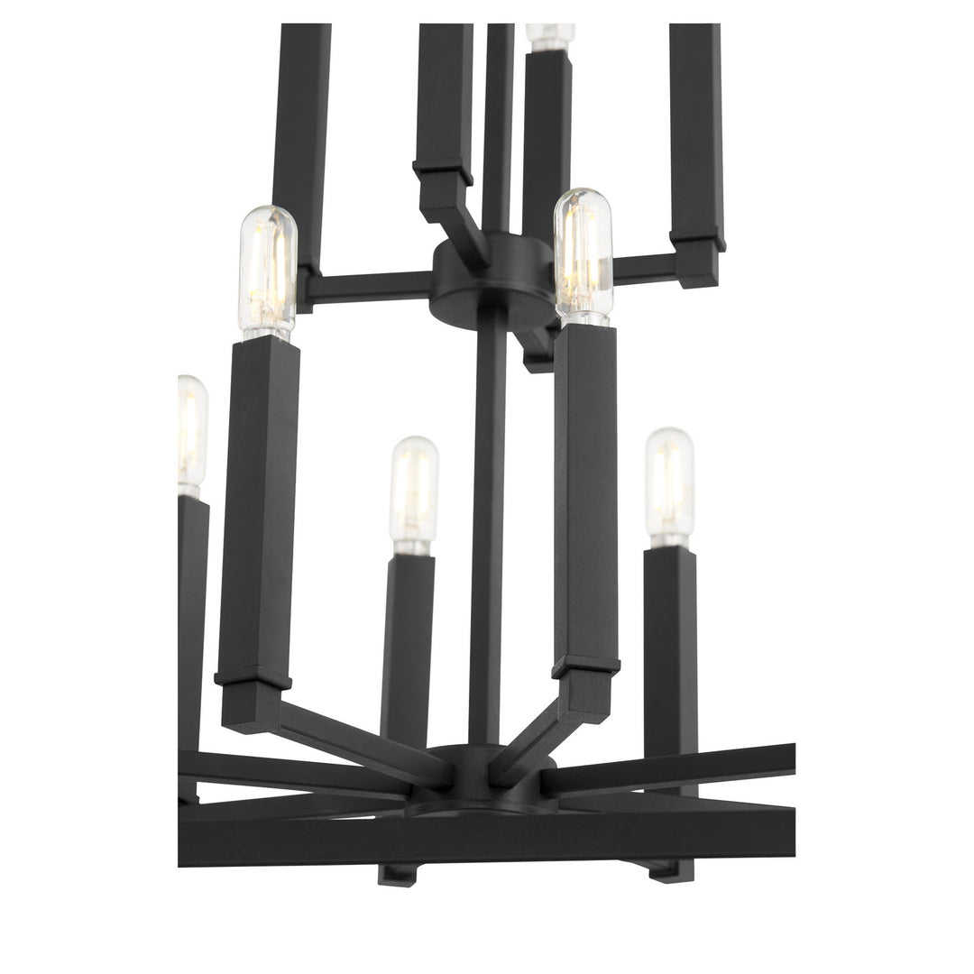 Quorum Manor 6809-12-69 Pendant Light - Textured Black,  White/White/