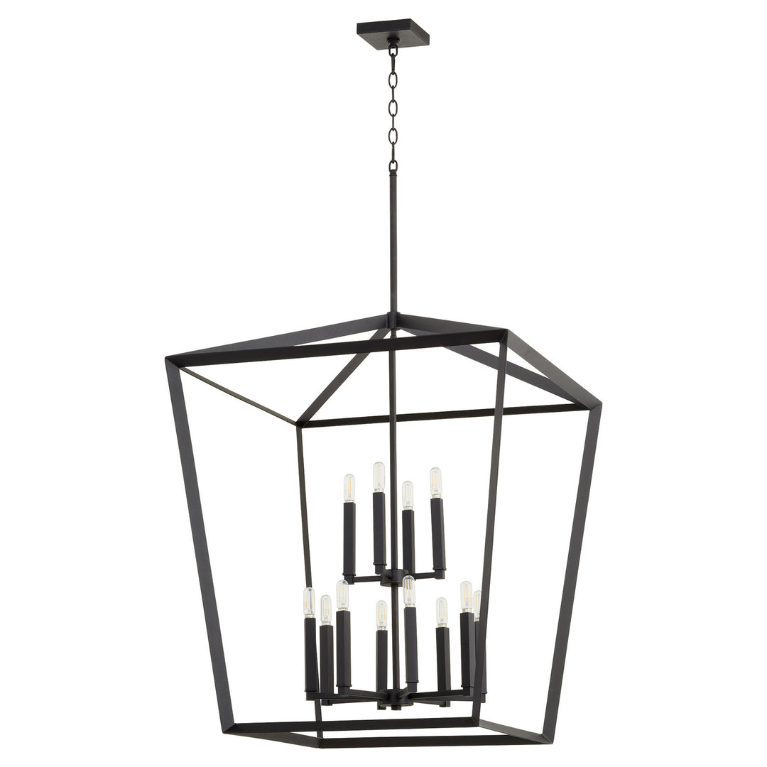 Quorum Manor 6809-12-69 Pendant Light - Textured Black,  White/White/