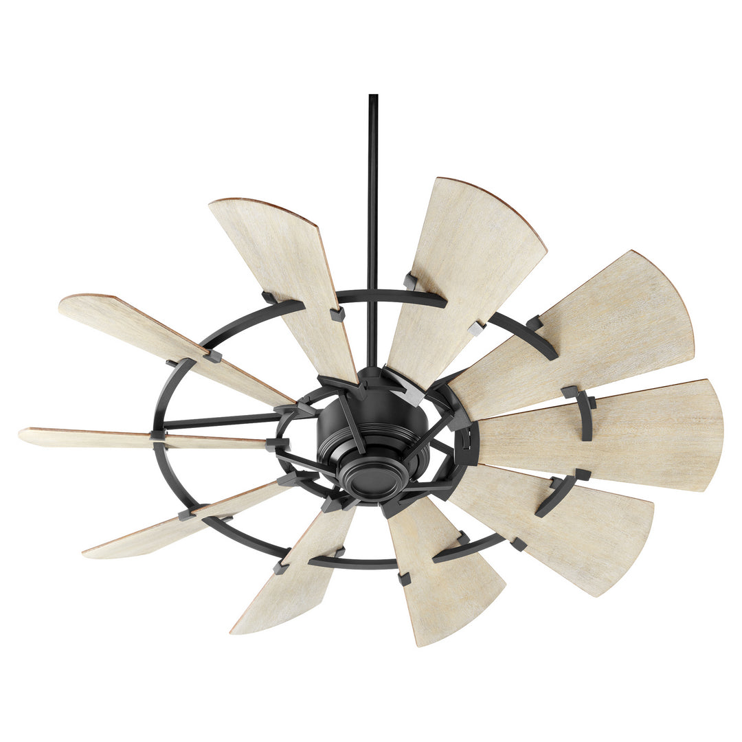 Quorum Windmill 95210-69 Ceiling Fan 52 in. - Textured Black, Weathered Oak