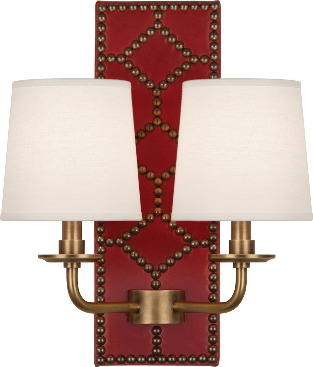 Robert Abbey Williamsburg Lightfoot 1031 Wall Sconce Light - Dragons Blood Leather w/Nailhead and Aged Brass