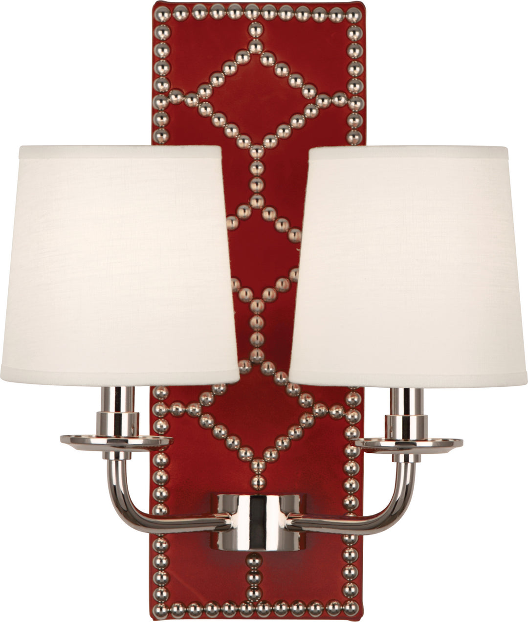 Robert Abbey Williamsburg Lightfoot S1031 Wall Sconce Light - Dragons Blood Leather w/Nailhead and Polished Nickel